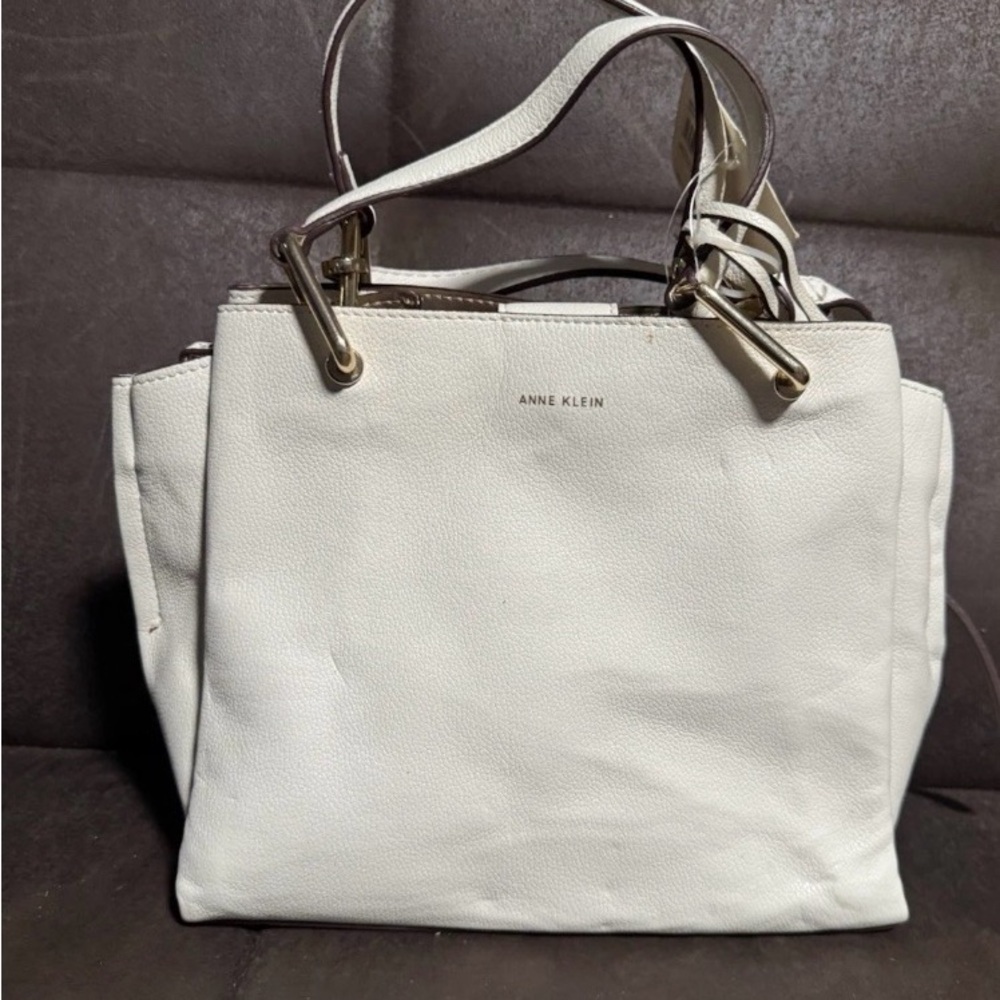 Anne Klein White Leather Tote Bag nwt
